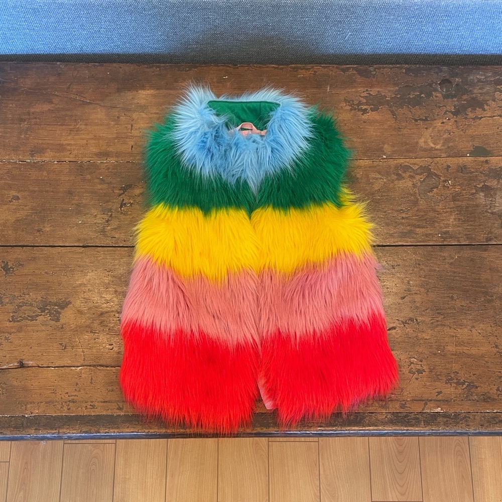 Mini Boden Faux Fur Rainbow Vest